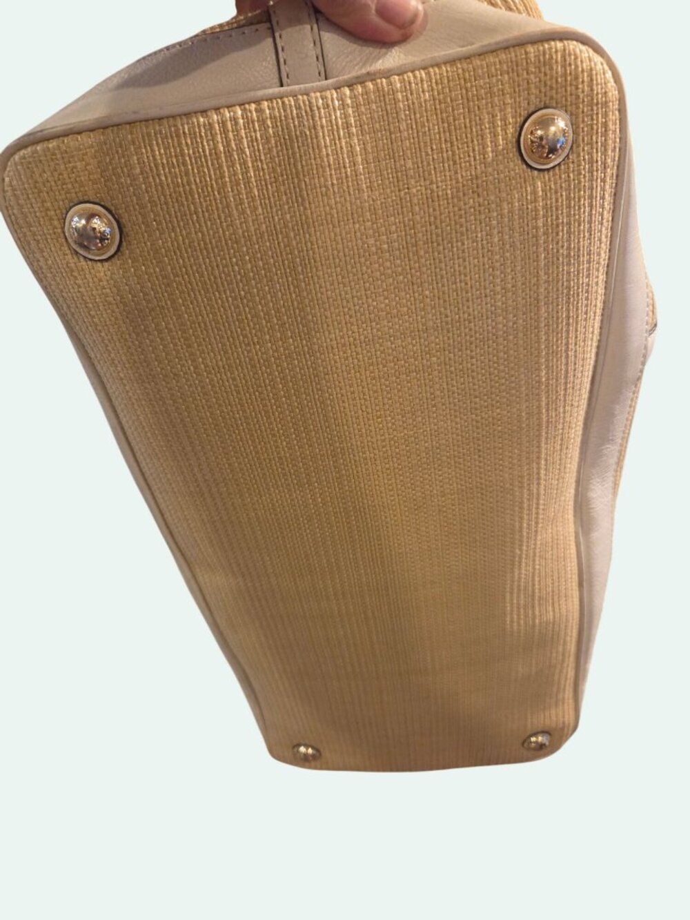 Michael Kors Straw & Leather Tote W/Gold Hardware Jet-Set Glamour Boho City Chic - Picture 8 of 12
